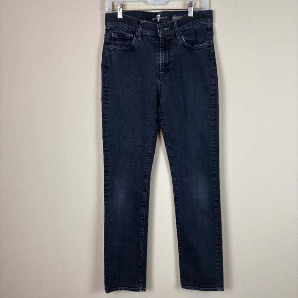 7 For All Mankind Slimmy Black Denim Cotton Blend Jeans; Women's Size 30 - Picture 1 of 13